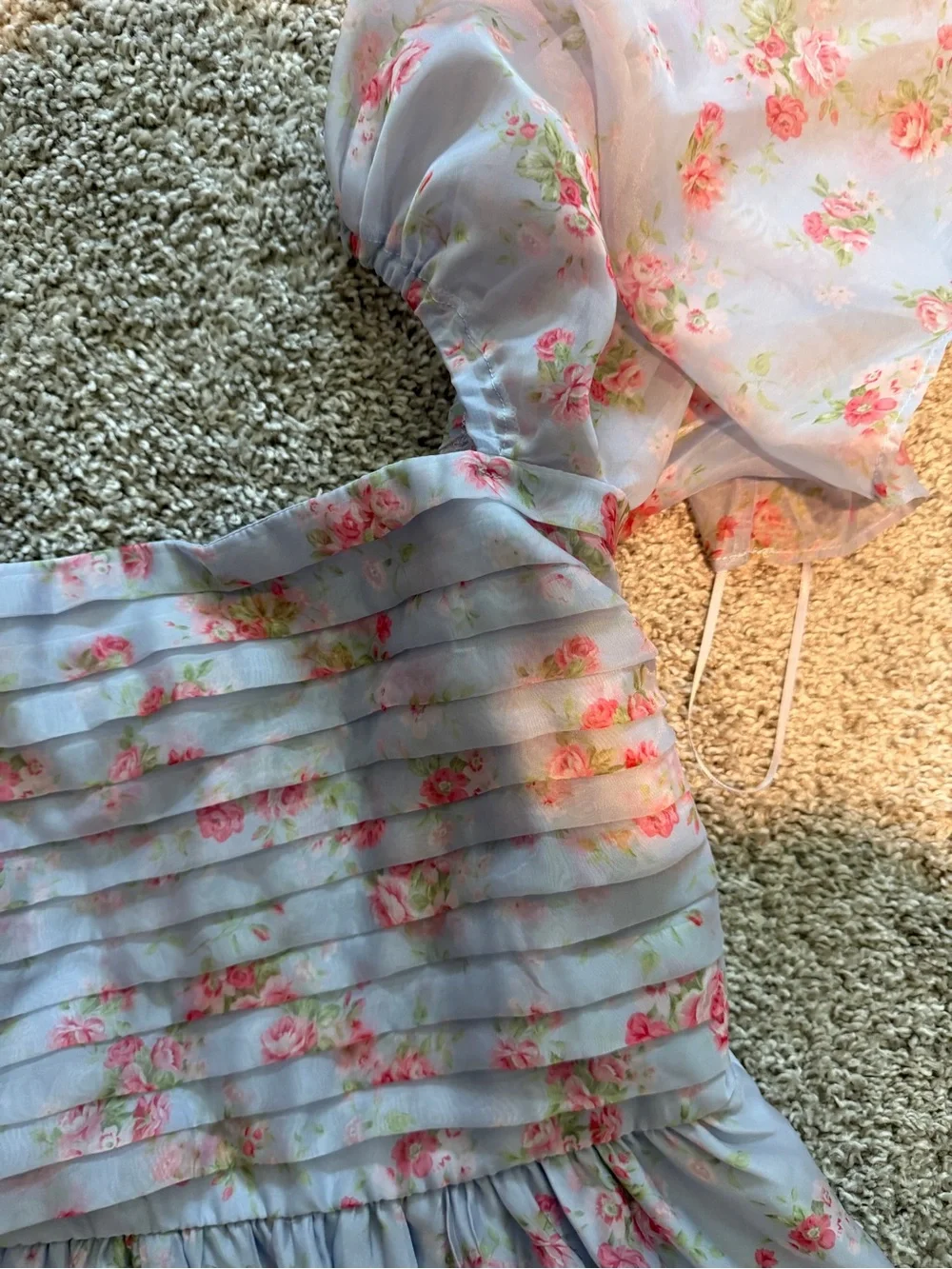 Abercrombie & Fitch Lavender Floral Puff-Sleeve Maxi Dress